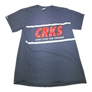CRKS 'Can't Stop The Crooks' Black Graphic Med Tee with Red Logo